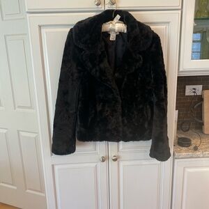 White House Black Market Black Faux Fur Jacket